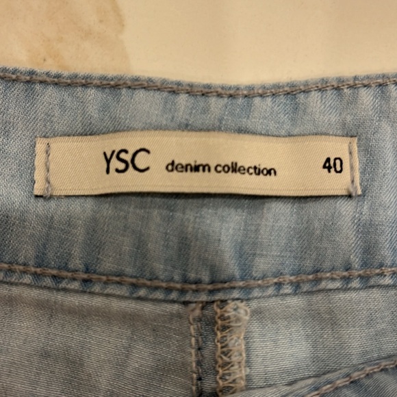 Midi length chambray lyocell skirt with long front split - made in Brazil - Picture 8 of 11